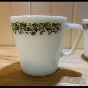 Pyrex, spring blossom, 1410, Milk Glass Coffee Mug, set of 4